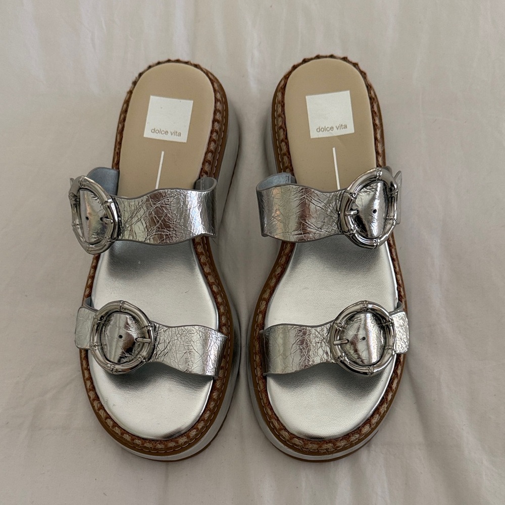 NEW Dolce Vita Silver Slides